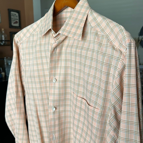 Ermenegildo Zegna Large Orange Windowpane Plaid Dress Shirt - Picture 15 of 16